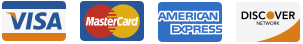 Visa, Mastercard, American Express and Discover Cards Accepted